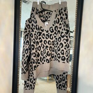 Leopard Print Knit Pajama Set